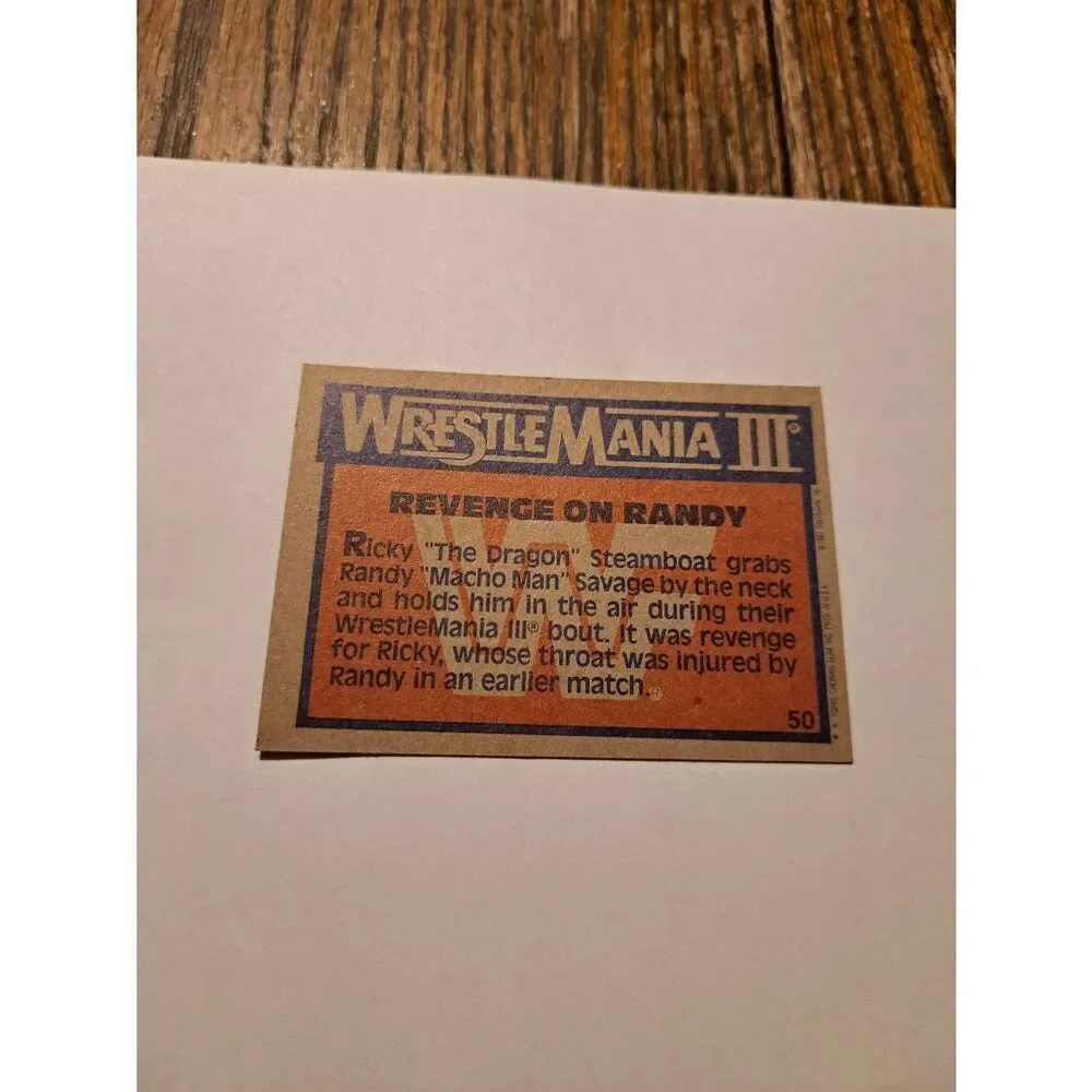 Vintage 1987 Topps WWF WrestleMania III 50 Revenge Randy Macho Man Trading Card - Picture 2 of 2